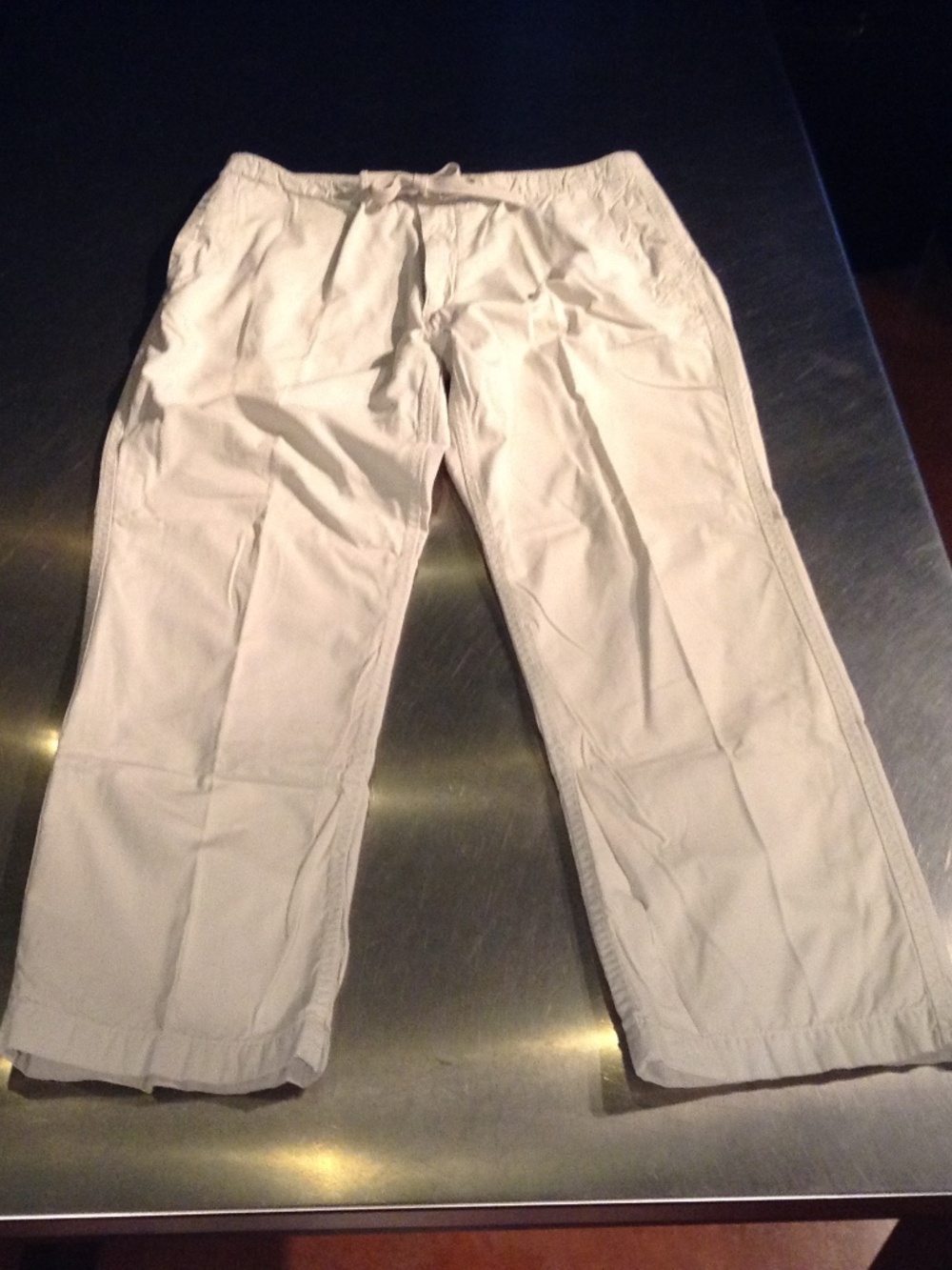 VTG J Crew Pants Men's 38x30 Beige Broken-In Ripstop Casual Drawstring Hong Kong